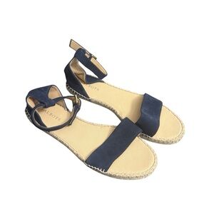 Talbots Ivy Ankle Strap Navy Blue Espadrille Open Toe Sandals Women’s Size 9